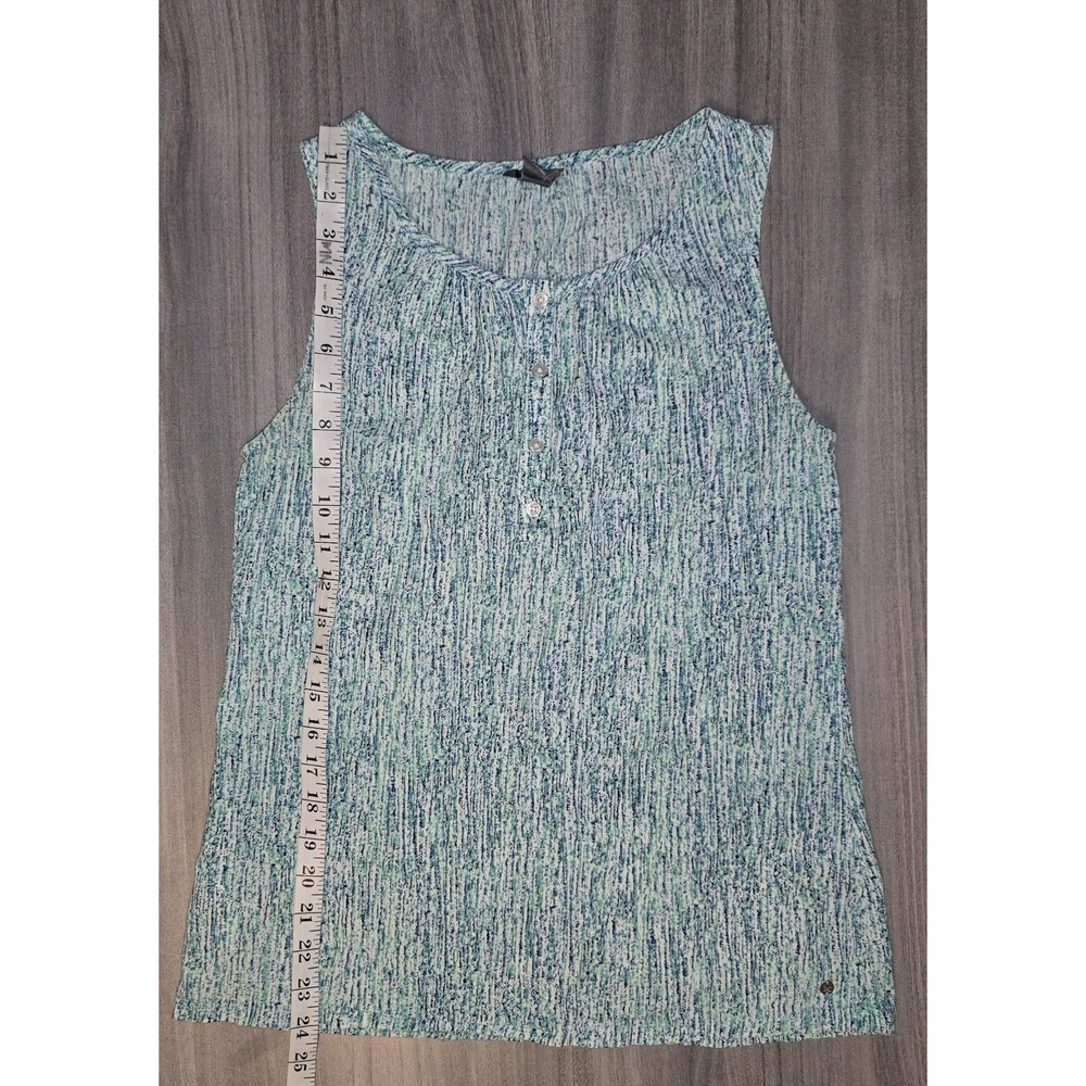 Eddie Bauer Green Blue Abstract Print Quarter Button Tank Artsy Resort Sz S - Picture 7 of 8